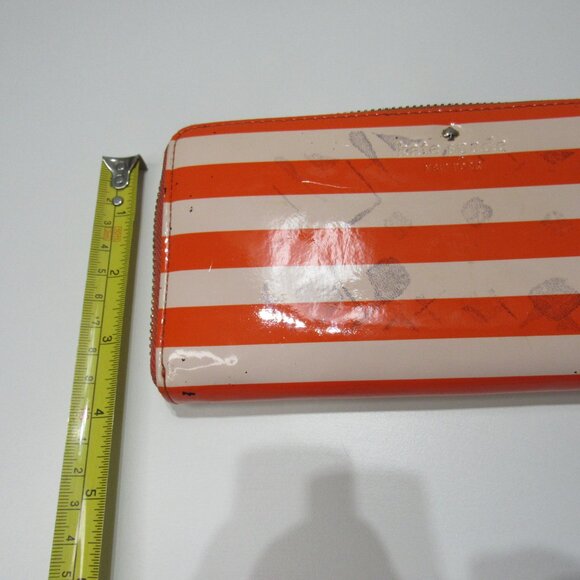 Kate Spade New York Wallet Multicolor Orange Striped Zip Around - Picture 3 of 7